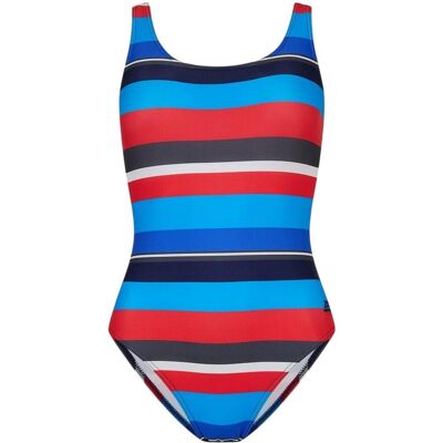 Zoggs - Badeanzug für Damen, Tiefer Rückenausschnitt (Bunt bedruckt) Blau EU 36 / UK 8 Zoggs - Badeanzug für Damen, Tiefer Rückenausschnitt (Bunt bedruckt) Blau EU 36 / UK 8