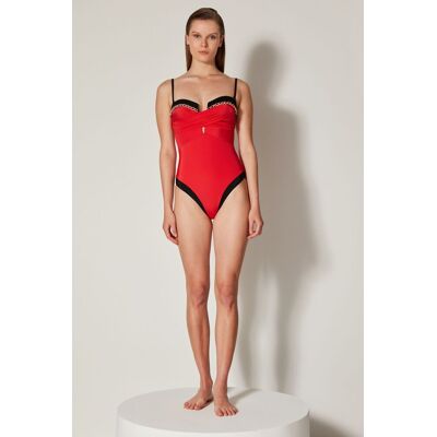 Penti Einteiliger Solid Balconette Badeanzug Rot XS Penti Einteiliger Solid Balconette Badeanzug Rot XS