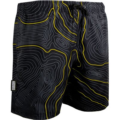 GUGGEN Mountain Herren Badehose Streifen lässige Boardshorts Linien Muster Gelb S GUGGEN Mountain Herren Badehose Streifen lässige Boardshorts Linien Muster Gelb S