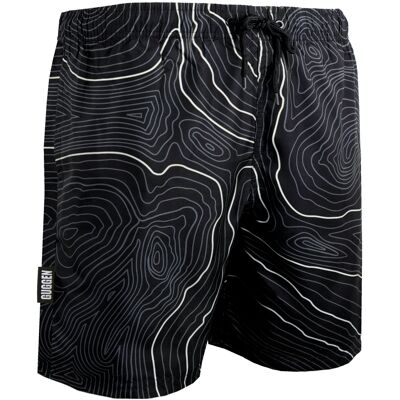 GUGGEN Mountain Herren Badehose Streifen lässige Boardshorts Linien Muster Weiß L GUGGEN Mountain Herren Badehose Streifen lässige Boardshorts Linien Muster Weiß L
