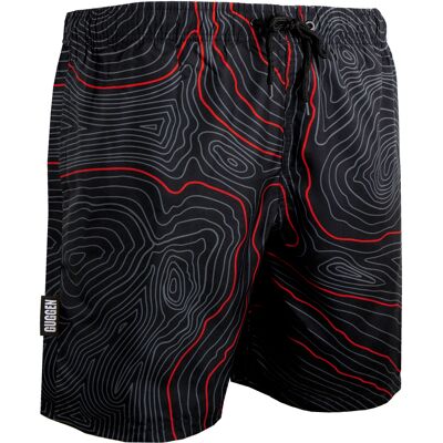 GUGGEN Mountain Herren Badehose Streifen lässige Boardshorts Linien Muster Rot XL GUGGEN Mountain Herren Badehose Streifen lässige Boardshorts Linien Muster Rot XL