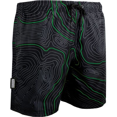 GUGGEN Mountain Herren Badehose Streifen lässige Boardshorts Linien Muster Grün S GUGGEN Mountain Herren Badehose Streifen lässige Boardshorts Linien Muster Grün S