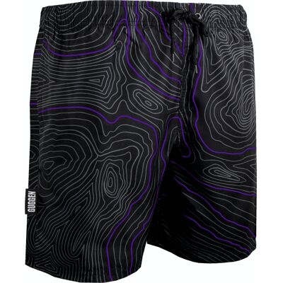 GUGGEN Mountain Herren Badehose Streifen lässige Boardshorts Linien Muster Lila L GUGGEN Mountain Herren Badehose Streifen lässige Boardshorts Linien Muster Lila L