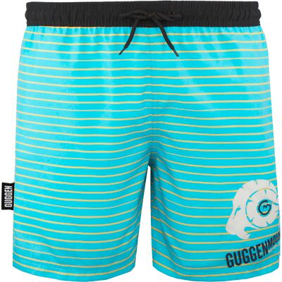 GUGGEN Mountain Herren Badehose mit Muster Streifen Gelb Blau S GUGGEN Mountain Herren Badehose mit Muster Streifen Gelb Blau S