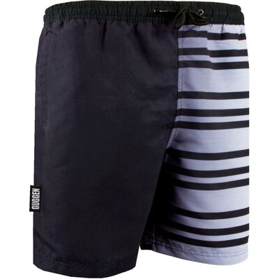 GUGGEN Mountain Herren Badehose mit Muster Streifen Weiß Schwarz Schwarz-Weiss XL GUGGEN Mountain Herren Badehose mit Muster Streifen Weiß Schwarz Schwarz-Weiss XL