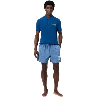 Lacoste - "Classic" Badehose für Herren (Globus) Blau S Lacoste - "Classic" Badehose für Herren (Globus) Blau S
