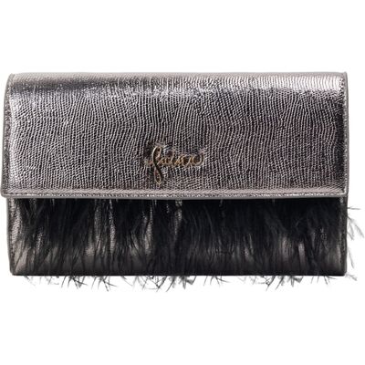 Faina Clutch/Abendtasche Damen Grau Metallic Grau Einheitsgröße Faina Clutch/Abendtasche Damen Grau Metallic Grau Einheitsgröße