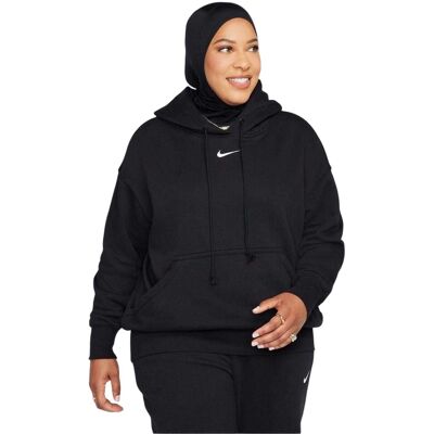 Nike - Kapuzenpullover für Damen, Zum Überziehen, Fleece, Übergroß (Schwarz/Weiß) Schwarz EU 36 / UK 8 Nike - Kapuzenpullover für Damen, Zum Überziehen, Fleece, Übergroß (Schwarz/Weiß) Schwarz EU 36 / UK 8