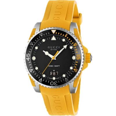 Gucci YA136319 Schwarzes Zifferblatt Herrenuhr Gelb Einheitsgröße Gucci YA136319 Schwarzes Zifferblatt Herrenuhr Gelb Einheitsgröße