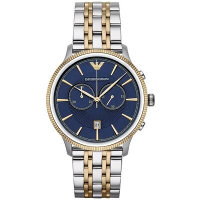 Emporio Armani AR1847 Herrenuhr Chronograph zweifarbig blau Silber Gold Einheitsgröße Emporio Armani AR1847 Herrenuhr Chronograph zweifarbig blau Silber Gold Einheitsgröße