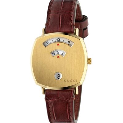 Gucci YA157405 GRIP Gold Unisex-Uhr Rot Einheitsgröße Gucci YA157405 GRIP Gold Unisex-Uhr Rot Einheitsgröße