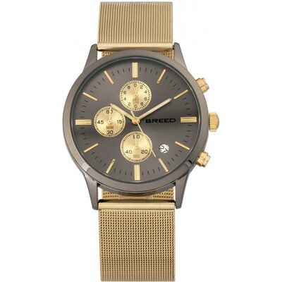 Breed Espinosa Chronograph Mesh-Armbanduhr mit Datum Gold Einheitsgröße Breed Espinosa Chronograph Mesh-Armbanduhr mit Datum Gold Einheitsgröße