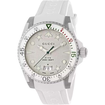 Gucci YA136337 Unisex-Tauchuhr Weiß Einheitsgröße Gucci YA136337 Unisex-Tauchuhr Weiß Einheitsgröße