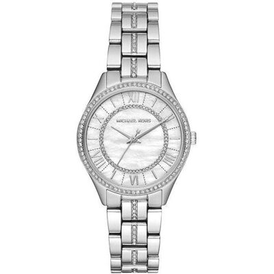 Michael Kors MK3900 Lauryn Kristall Perlmutt Zifferblatt Damenuhr Silber Einheitsgröße Michael Kors MK3900 Lauryn Kristall Perlmutt Zifferblatt Damenuhr Silber Einheitsgröße