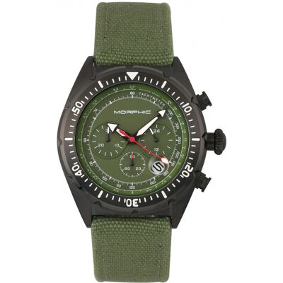 Morphic M53 Serie Chronograph mit Lederarmband und Datumsanzeige Olive Einheitsgröße Morphic M53 Serie Chronograph mit Lederarmband und Datumsanzeige Olive Einheitsgröße