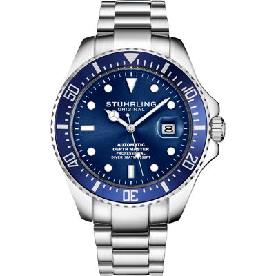 Stührling Silber und Blau Depthmaster Automatik 42mm Silber Einheitsgröße Stührling Silber und Blau Depthmaster Automatik 42mm Silber Einheitsgröße