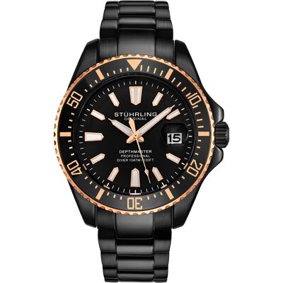 Stührling Schwarz Depthmaster Quarz 42mm Schwarz Einheitsgröße Stührling Schwarz Depthmaster Quarz 42mm Schwarz Einheitsgröße