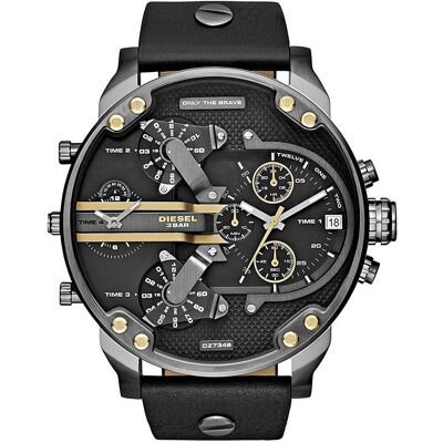 Diesel Mr. Daddy 2.0 Multifunktionale schwarze Lederarmbanduhr Mehrfarbig Einheitsgröße Diesel Mr. Daddy 2.0 Multifunktionale schwarze Lederarmbanduhr Mehrfarbig Einheitsgröße