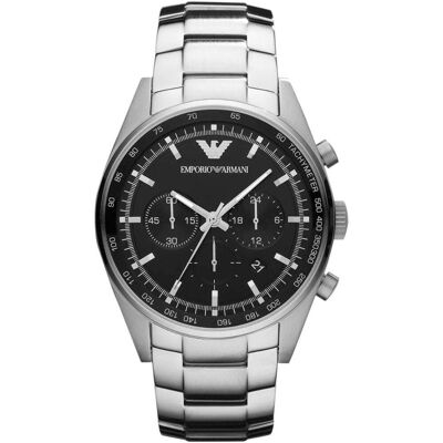 Emporio Armani AR5980 Chronograph Schwarzes Zifferblatt Herrenuhr Silber Einheitsgröße Emporio Armani AR5980 Chronograph Schwarzes Zifferblatt Herrenuhr Silber Einheitsgröße