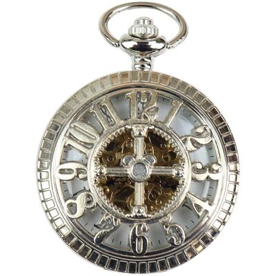 TruClothing Automatische Taschenuhr Mechanisch Peaky Blinders Vintage Doppelt Hunter Silber Einheitsgröße TruClothing Automatische Taschenuhr Mechanisch Peaky Blinders Vintage Doppelt Hunter Silber Einheitsgröße
