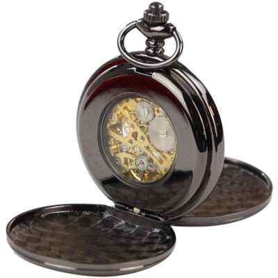 TruClothing Klassische mechanische Taschenuhr Peaky Blinders Vintage Skelett Automatik Schwarz Einheitsgröße TruClothing Klassische mechanische Taschenuhr Peaky Blinders Vintage Skelett Automatik Schwarz Einheitsgröße