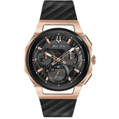 Bulova Curv Schwarz Herren Armbanduhr 98A185 Schwarz Einheitsgröße Bulova Curv Schwarz Herren Armbanduhr 98A185 Schwarz Einheitsgröße