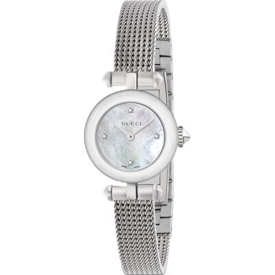 Gucci YA141512 Perlmutt Diamond Dot Dial Damenuhr Silber Einheitsgröße Gucci YA141512 Perlmutt Diamond Dot Dial Damenuhr Silber Einheitsgröße
