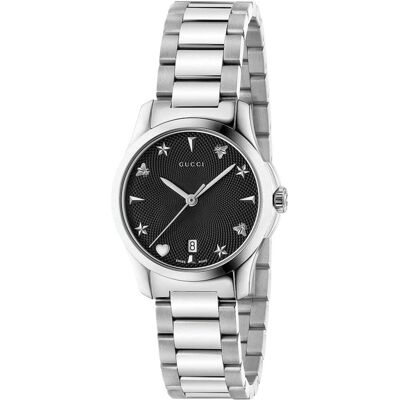 Gucci YA126573 G-Timeless Schwarzes Zifferblatt Unisex-Uhr Silber Einheitsgröße Gucci YA126573 G-Timeless Schwarzes Zifferblatt Unisex-Uhr Silber Einheitsgröße