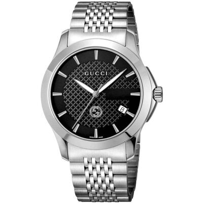 Gucci YA1264106 Dive schwarzes Zifferblatt Herrenuhr Silber Einheitsgröße Gucci YA1264106 Dive schwarzes Zifferblatt Herrenuhr Silber Einheitsgröße