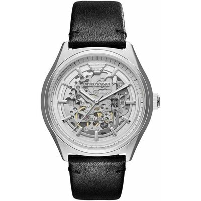 Emporio Armani AR60003 Automatische Skelett Herrenuhr aus schwarzem Leder Schwarz Einheitsgröße Emporio Armani AR60003 Automatische Skelett Herrenuhr aus schwarzem Leder Schwarz Einheitsgröße