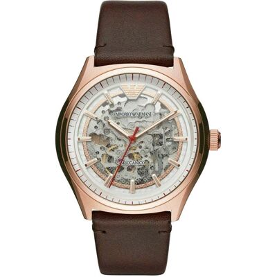 Emporio Armani AR60005 Automatik Herrenuhr mit silbernem Zifferblatt Braun Einheitsgröße Emporio Armani AR60005 Automatik Herrenuhr mit silbernem Zifferblatt Braun Einheitsgröße