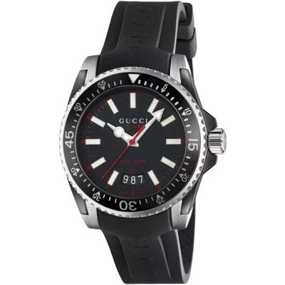 Gucci YA136303 Tauchen schwarzes Zifferblatt Silikonband Herrenuhr Schwarz Einheitsgröße Gucci YA136303 Tauchen schwarzes Zifferblatt Silikonband Herrenuhr Schwarz Einheitsgröße