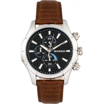 Breed Lacroix Chronograph Lederarmbanduhr Silber und Braun Einheitsgröße Breed Lacroix Chronograph Lederarmbanduhr Silber und Braun Einheitsgröße