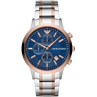 Emporio Armani Chronograph Herrenuhr AR80025 Silber und Roségold Einheitsgröße Emporio Armani Chronograph Herrenuhr AR80025 Silber und Roségold Einheitsgröße