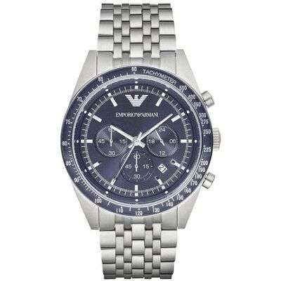 Emporio Armani AR6072 Chronograph Blaues Zifferblatt Herrenuhr Silber Einheitsgröße Emporio Armani AR6072 Chronograph Blaues Zifferblatt Herrenuhr Silber Einheitsgröße