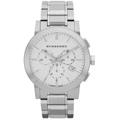 Burberry BU9350 Große Karo-Edelstahl-Armband Herrenuhr Silber Einheitsgröße Burberry BU9350 Große Karo-Edelstahl-Armband Herrenuhr Silber Einheitsgröße