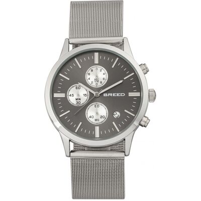 Breed Espinosa Chronograph Mesh-Armbanduhr mit Datum Grau Einheitsgröße Breed Espinosa Chronograph Mesh-Armbanduhr mit Datum Grau Einheitsgröße