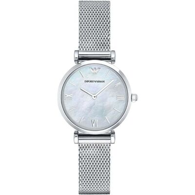 Emporio Armani AR1955 Perlmutt-Mesh-Armband Damenuhr Silber Einheitsgröße Emporio Armani AR1955 Perlmutt-Mesh-Armband Damenuhr Silber Einheitsgröße