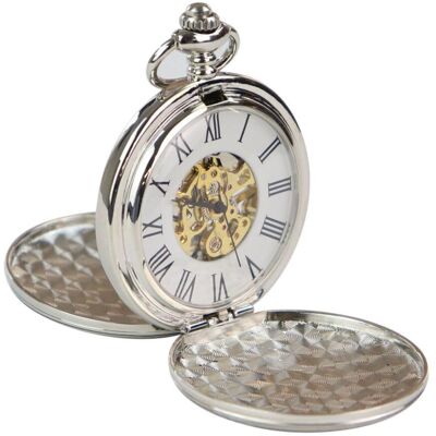 TruClothing Klassische mechanische Taschenuhr Peaky Blinders Vintage Skelett Automatik Silber Einheitsgröße TruClothing Klassische mechanische Taschenuhr Peaky Blinders Vintage Skelett Automatik Silber Einheitsgröße