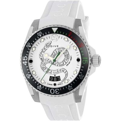 Gucci YA136329 Tauchen weißes Zifferblatt Herrenuhr Weiß Einheitsgröße Gucci YA136329 Tauchen weißes Zifferblatt Herrenuhr Weiß Einheitsgröße