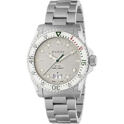 Gucci YA136336 Unisex-Tauchuhr aus Edelstahl Silber Einheitsgröße Gucci YA136336 Unisex-Tauchuhr aus Edelstahl Silber Einheitsgröße