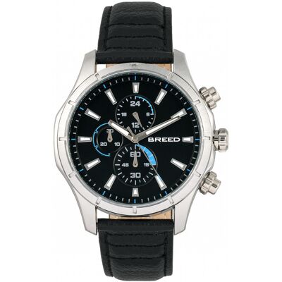 Breed Lacroix Chronograph Lederarmbanduhr Schwarzes Silber Einheitsgröße Breed Lacroix Chronograph Lederarmbanduhr Schwarzes Silber Einheitsgröße