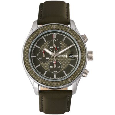 Breed Maverick Chronograph Lederarmbanduhr mit Datum Grün Einheitsgröße Breed Maverick Chronograph Lederarmbanduhr mit Datum Grün Einheitsgröße