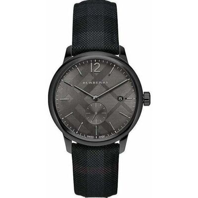 Burberry BU10010 Check gestempelt rundes Zifferblatt 40mm Herrenuhr Schwarz Einheitsgröße Burberry BU10010 Check gestempelt rundes Zifferblatt 40mm Herrenuhr Schwarz Einheitsgröße