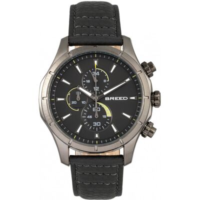Breed Lacroix Chronograph Lederarmbanduhr Grau Einheitsgröße Breed Lacroix Chronograph Lederarmbanduhr Grau Einheitsgröße