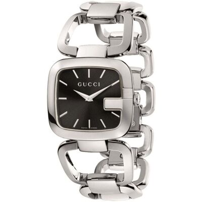 Gucci YA125407 G Damenuhr mit schwarzem Zifferblatt aus Edelstahl Silber Einheitsgröße Gucci YA125407 G Damenuhr mit schwarzem Zifferblatt aus Edelstahl Silber Einheitsgröße