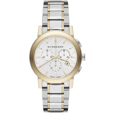Burberry Die Stadt Unisex zweifarbige Chronograph Uhr BU9751 Silber Gold Einheitsgröße Burberry Die Stadt Unisex zweifarbige Chronograph Uhr BU9751 Silber Gold Einheitsgröße