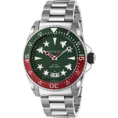 Gucci Dive Herrenuhr 45mm - YA136222 - Stilvoller und langlebiger Zeitmesser Silber Einheitsgröße Gucci Dive Herrenuhr 45mm - YA136222 - Stilvoller und langlebiger Zeitmesser Silber Einheitsgröße