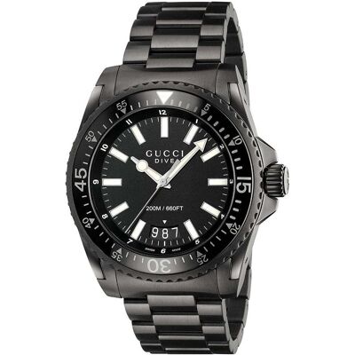 Gucci Dive Herrenuhr YA136205 - Schwarzes Zifferblatt & Edelstahldesign Schwarz Einheitsgröße Gucci Dive Herrenuhr YA136205 - Schwarzes Zifferblatt & Edelstahldesign Schwarz Einheitsgröße
