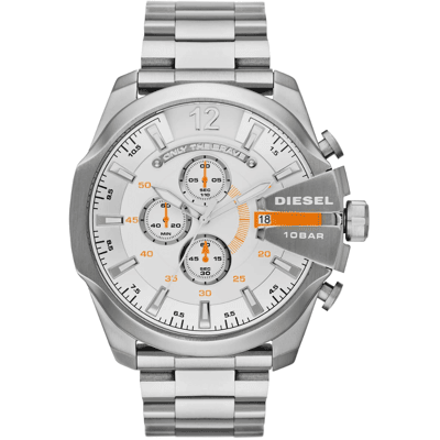 Diesel Mega Chief DZ4328 Chronograph 51mm Silber Edelstahl Herrenarmbanduhr Silber Einheitsgröße Diesel Mega Chief DZ4328 Chronograph 51mm Silber Edelstahl Herrenarmbanduhr Silber Einheitsgröße